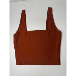 Better Be Rust Brown Square Neck Crop Tank Top Size Medium Sleeveless Minimalist